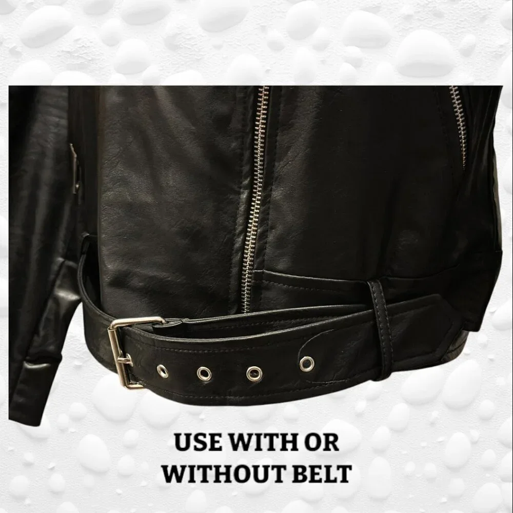 Edgy Black Faux Leather Moto Jacket - Butter Soft Size L - Picture 6 of 13